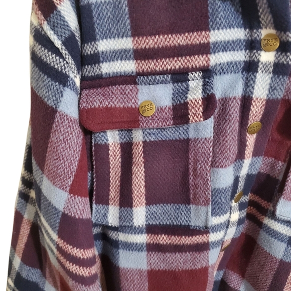 Frye Plaid Utility Shacket Jacket Button Front Pockets - Picture 5 of 15
